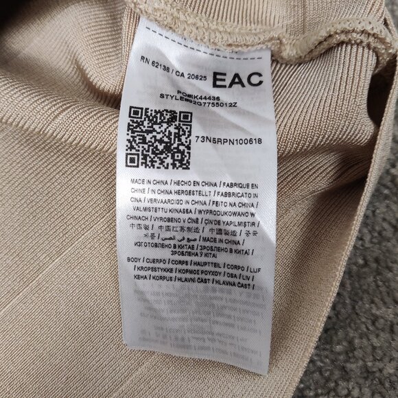 Marciano LA Women's Mini Dress Size L Beige Bandage Bodycon Square Neck Deep V - Picture 5 of 11